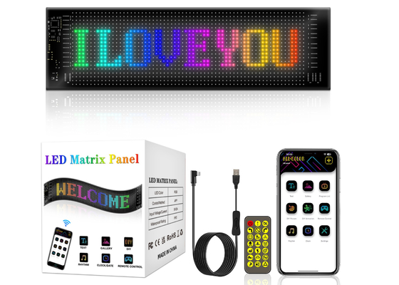 App Control LED Sign Board 20*64 Flexible USB Programmierbares benutzerdefiniertes Scroll-Message Autoschilder Digitales Display