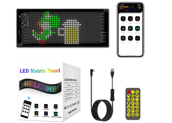 Programmierbares DIY Scrolling Text 5V USB drahtlose Steuerung RGB Flexible LED-Autoschild für Werbung