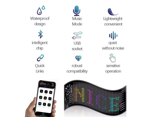 APP-Steuerung Flexibler Led-Bildschirm Scrolling benutzerdefinierte Nachricht Text Schilderbrett LED-Display Digital für Auto