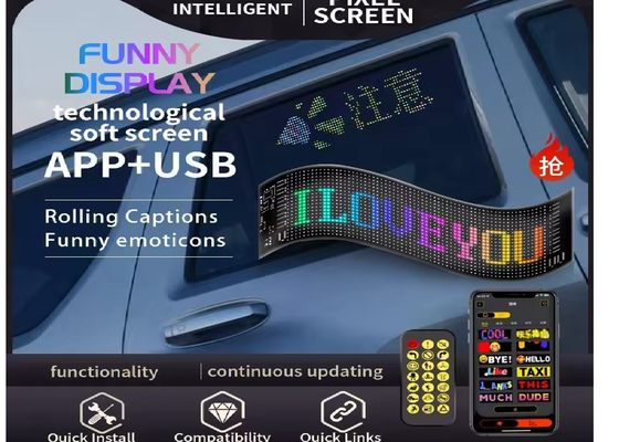 APP-Steuerung Flexibler Led-Bildschirm Scrolling benutzerdefinierte Nachricht Text Schilderbrett LED-Display Digital für Auto