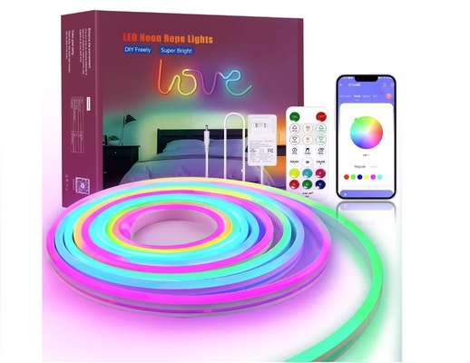 5M Vollfarbe RGB Led Neon Flexible Silikon Umgebungslicht Streifen Smart DIY Digital Laufstreifen Lichtsatz TUYA APP