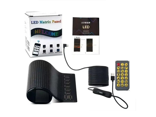 5VDC USB/2A 37x8.5cm LED Matrix Display Autopaneel Flexible Pixel Programmierbares Scrollen Werbung für DIY Animation Text