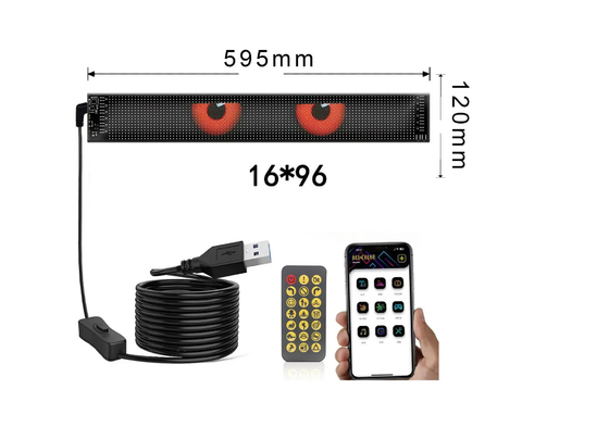 5VDC USB/2A 37x8.5cm LED Matrix Display Autopaneel Flexible Pixel Programmierbares Scrollen Werbung für DIY Animation Text
