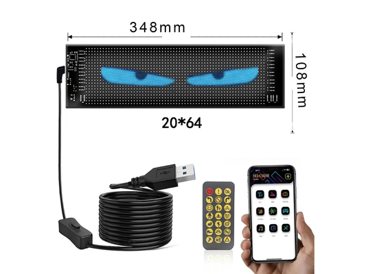 5VDC USB/2A 37x8.5cm LED Matrix Display Autopaneel Flexible Pixel Programmierbares Scrollen Werbung für DIY Animation Text