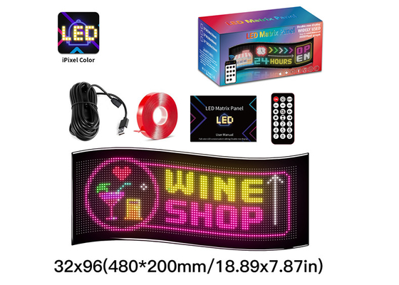 32*96 Doppelreihe LED Werbeanzeige Autopaneel Flexibles Pixel Programmierbares Scrollen DIY Text Matrix-Paneel