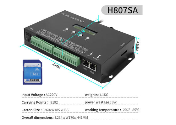 DMX512 Programmierbarer SPI Led Controller H807SA 8192 Pixel Für DMX512 WS2811 WS2812B WS2815 APA102 Led Strip